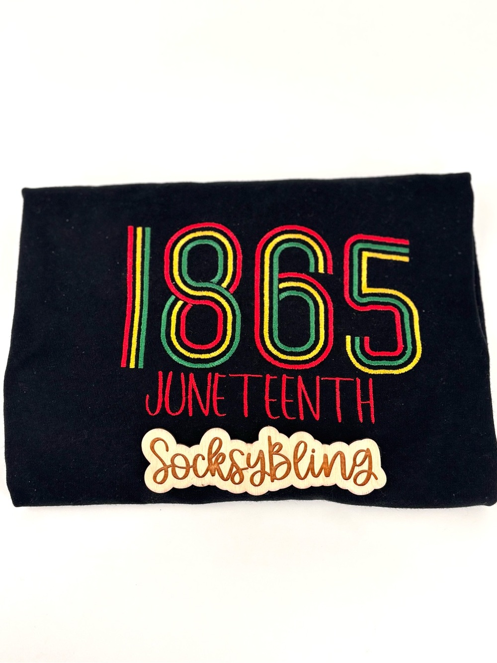Juneteenth 1865 Black Graphic Tee - Multicolor Embroidery
